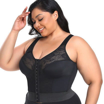 Lace Wireless Body Shaping Underwear Front Row Buttons Bra